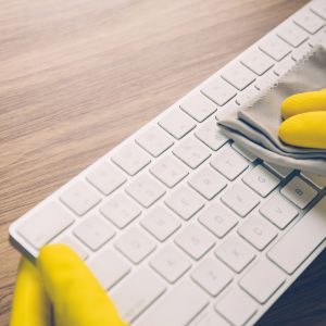 keyboard being cleaned